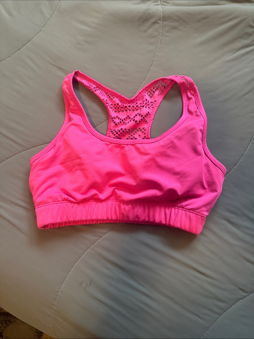 ZYIA Hot Pink Lace-Back Racerback Sports Bra